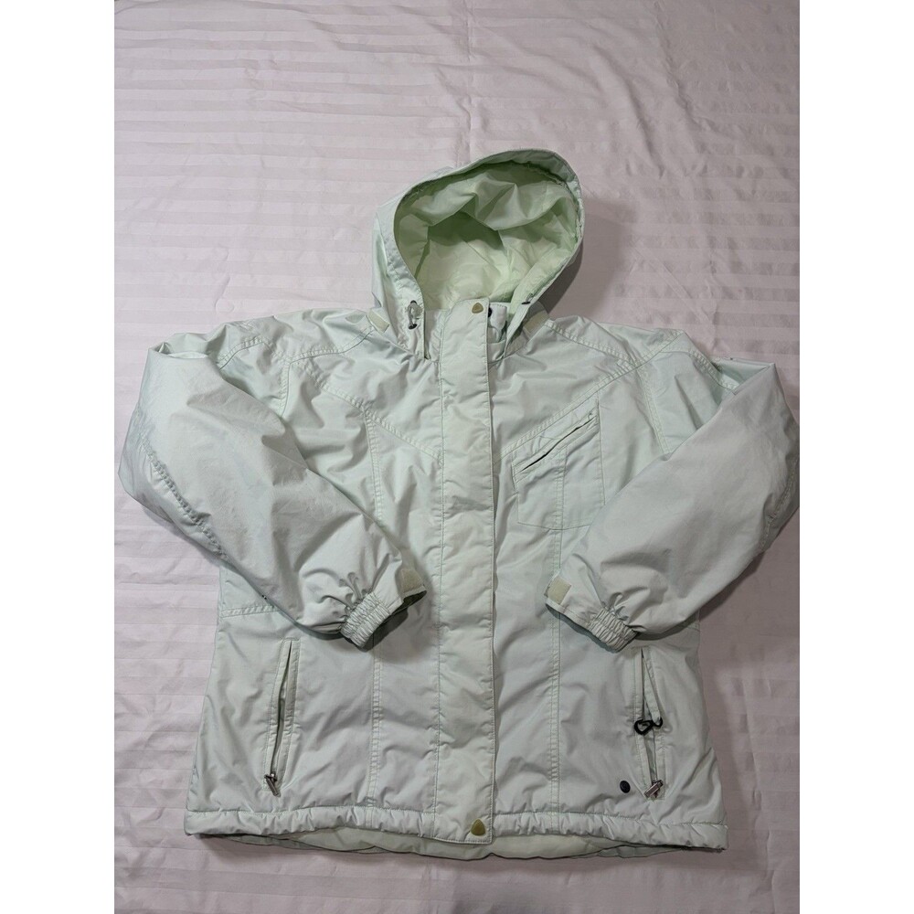 Columbia Vertex Ski Jacket Womens XL Mint Green Full Zip Fleece Lined Hooded VTG
